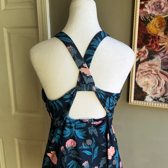 SOLD Patagonia Floral Halter Midi Dress Pink Blue Sleeveless Casual Athlesiure - Picture 8 of 13